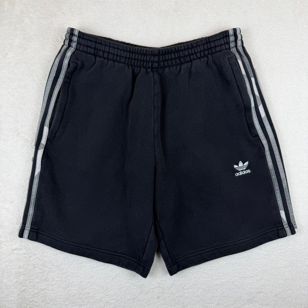 Adidas Originals Trefoil Mens Black Camo 3-Stripe Sweat Shorts HR3525 Size M